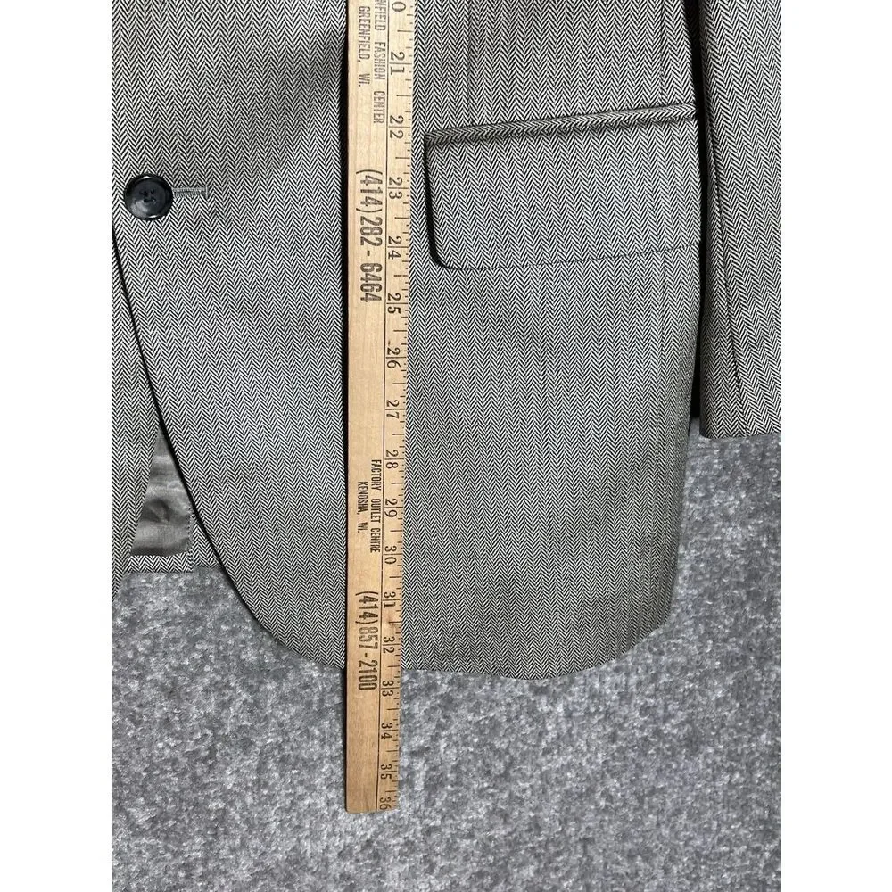 Jos A Bank Sport Coat Mens Sz 42 Gray Black‎ Herringbone Silk Camel Hair Pockets